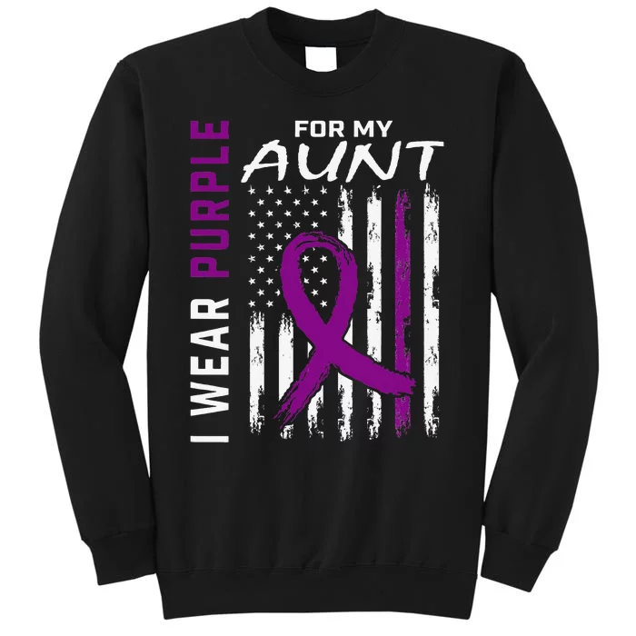 I Wear Purple For My Aunt Lupus Awareness American Flag Tall Sweatshirt