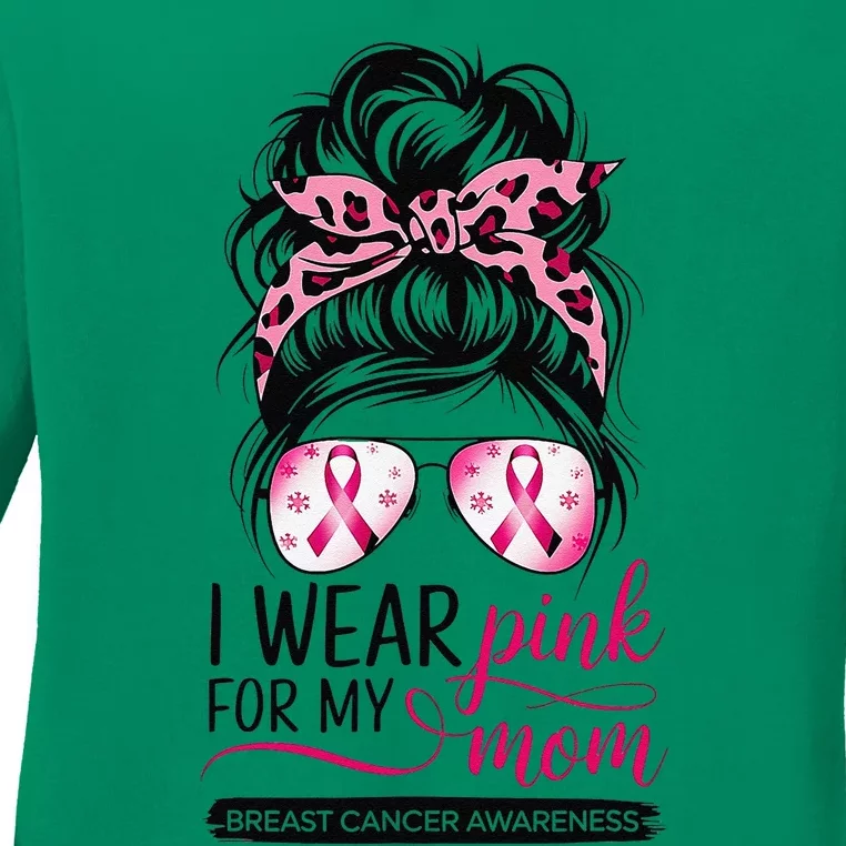 I Wear P.Ink For My Mom Breast Cancer Awareness Girl Support Gift Ladies Long Sleeve Shirt