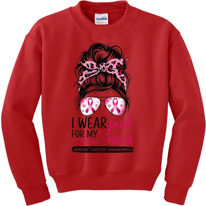 I Wear P.Ink For My Mom Breast Cancer Awareness Girl Support Gift Kids Sweatshirt