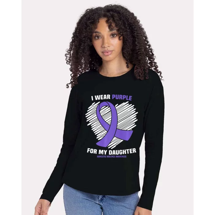 I Wear Purple For My Daughter Domestic Violence Awareness Womens Cotton Relaxed Long Sleeve T-Shirt