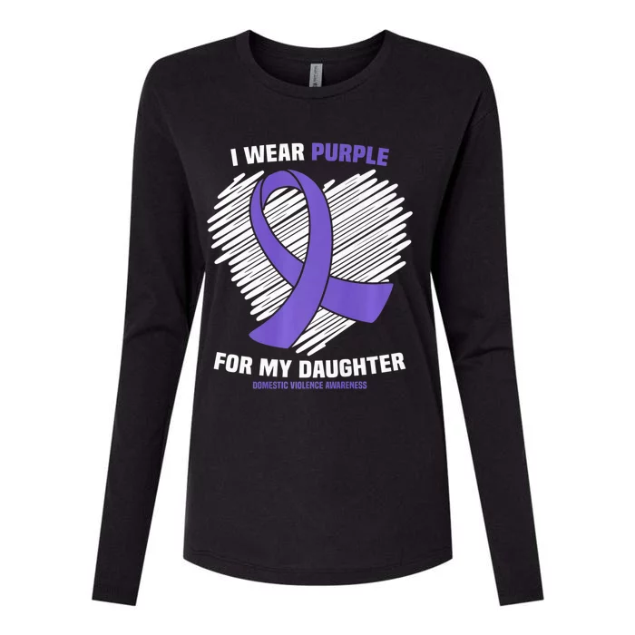 I Wear Purple For My Daughter Domestic Violence Awareness Womens Cotton Relaxed Long Sleeve T-Shirt