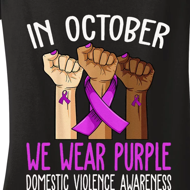 I Wear Purple Domestic Violence Awareness Gift Women's V-Neck T-Shirt