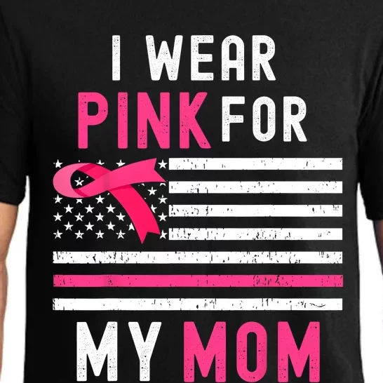 I Wear Pink For My Mom Breast Cancer Awareness Pink Ribbon Pajama Set