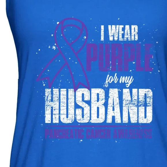 I Wear Purple For My Husband Pancreatic Cancer Awareness Gift Ladies Essential Flowy Tank