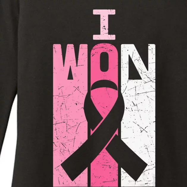 I Won Pink Ribbon Breast Cancer Awareness Survivor Womens CVC Long Sleeve Shirt