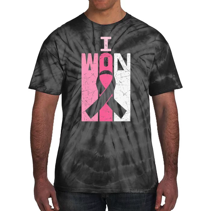 I Won Pink Ribbon Breast Cancer Awareness Survivor Tie-Dye T-Shirt