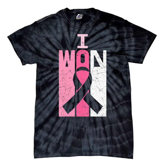 I Won Pink Ribbon Breast Cancer Awareness Survivor Tie-Dye T-Shirt