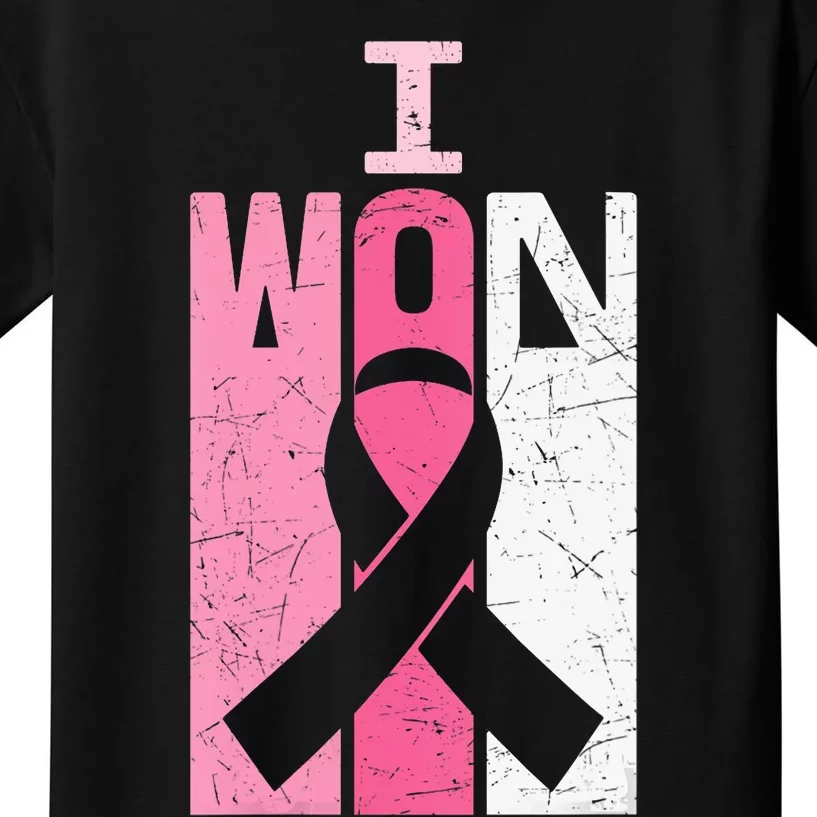 I Won Pink Ribbon Breast Cancer Awareness Survivor Kids T-Shirt