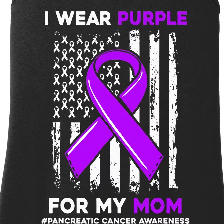 I Wear Purple For My Mom Mother Pancreatic Cancer Awareness Ladies Essential Tank