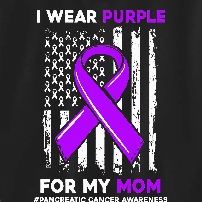 I Wear Purple For My Mom Mother Pancreatic Cancer Awareness Kids Sweatshirt