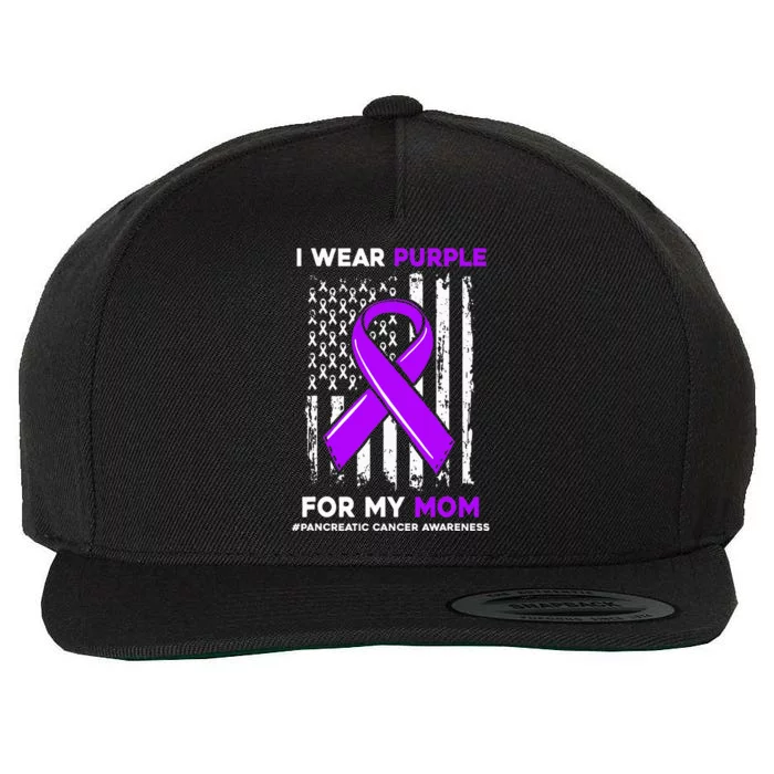 I Wear Purple For My Mom Mother Pancreatic Cancer Awareness Wool Snapback Cap