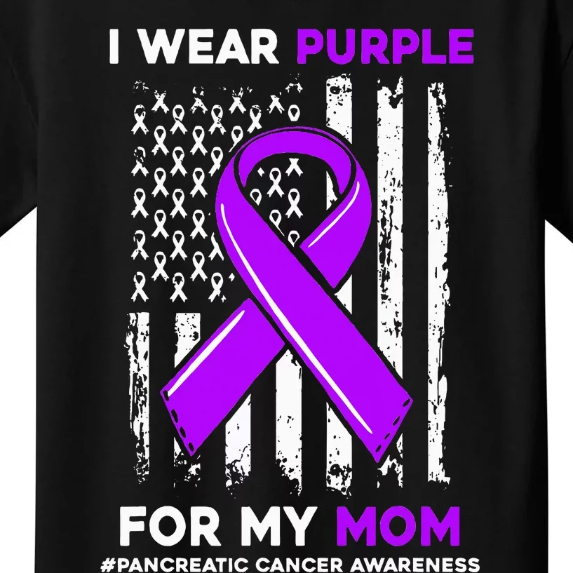 I Wear Purple For My Mom Mother Pancreatic Cancer Awareness Kids T-Shirt