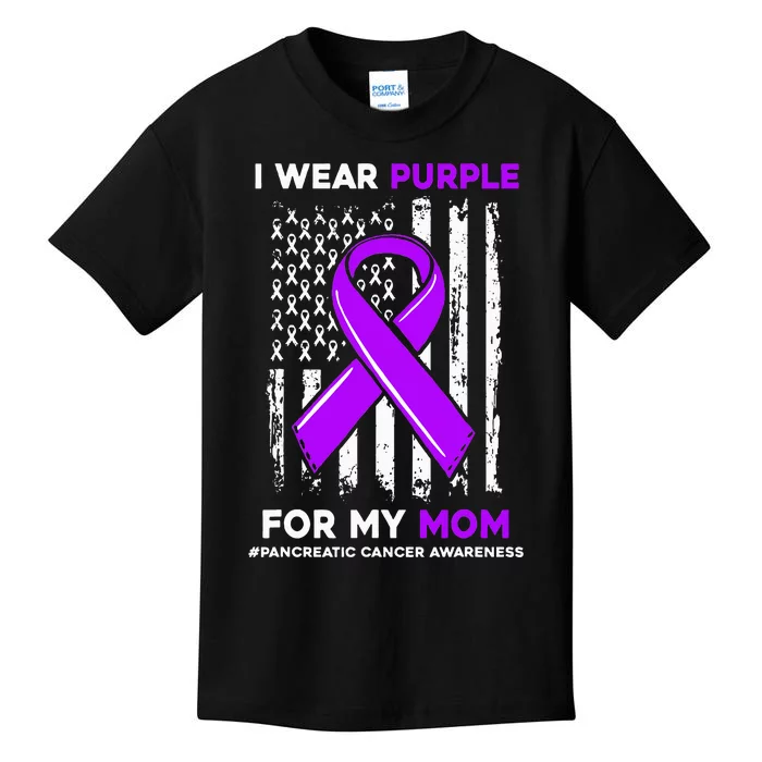 I Wear Purple For My Mom Mother Pancreatic Cancer Awareness Kids T-Shirt