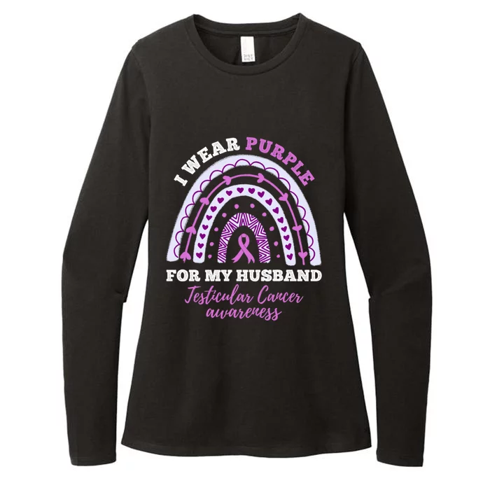 I Wear Purple For My Husband Testicular Cancer Awareness Gift Womens CVC Long Sleeve Shirt