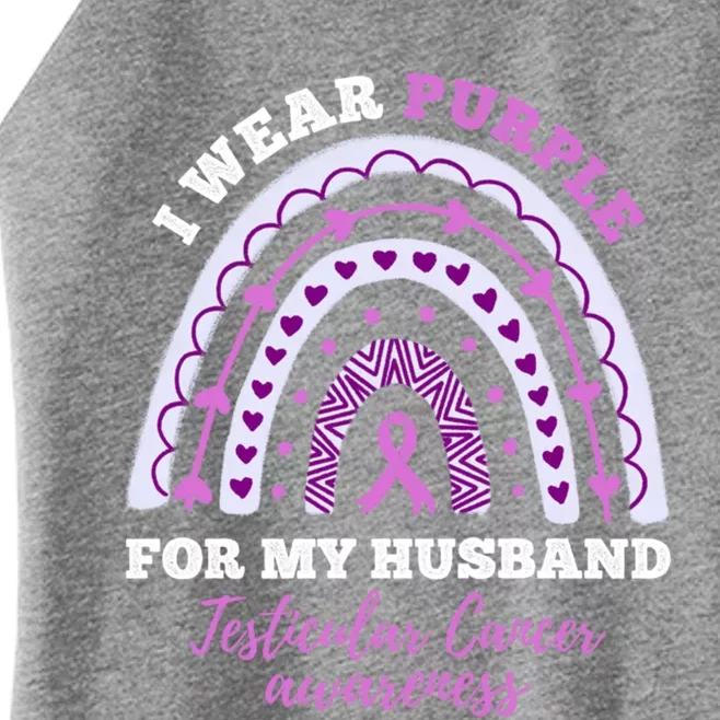 I Wear Purple For My Husband Testicular Cancer Awareness Gift Women’s Perfect Tri Rocker Tank