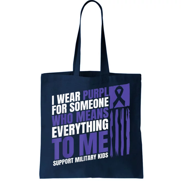 I Wear Purple Up For Military Kid Military Child Month Tote Bag