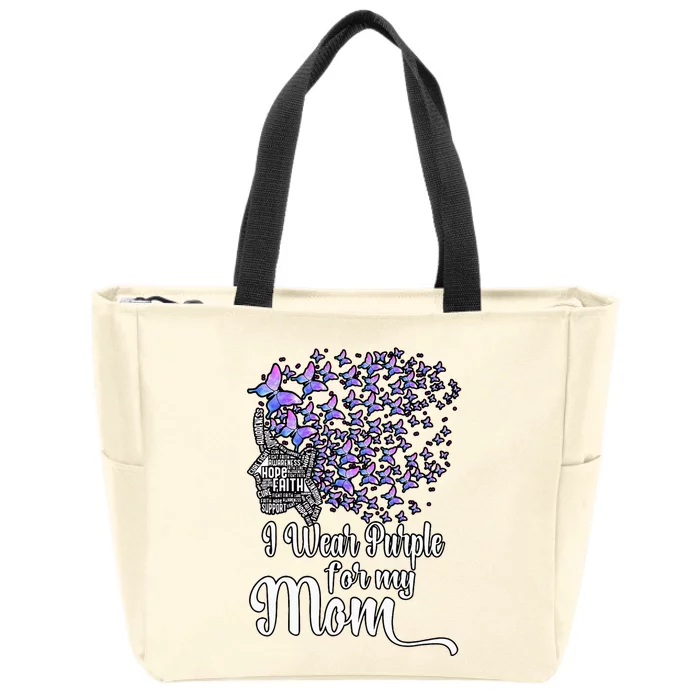 I Wear Purple For My Mom Alzheimers Zip Tote Bag