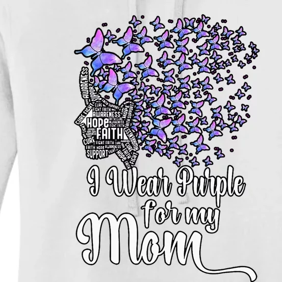 I Wear Purple For My Mom Alzheimers Women's Pullover Hoodie