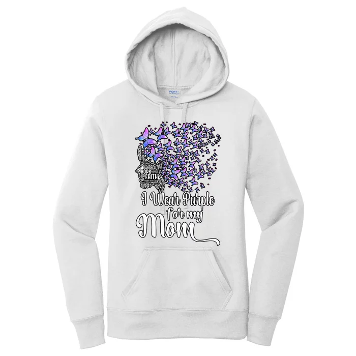 I Wear Purple For My Mom Alzheimers Women's Pullover Hoodie