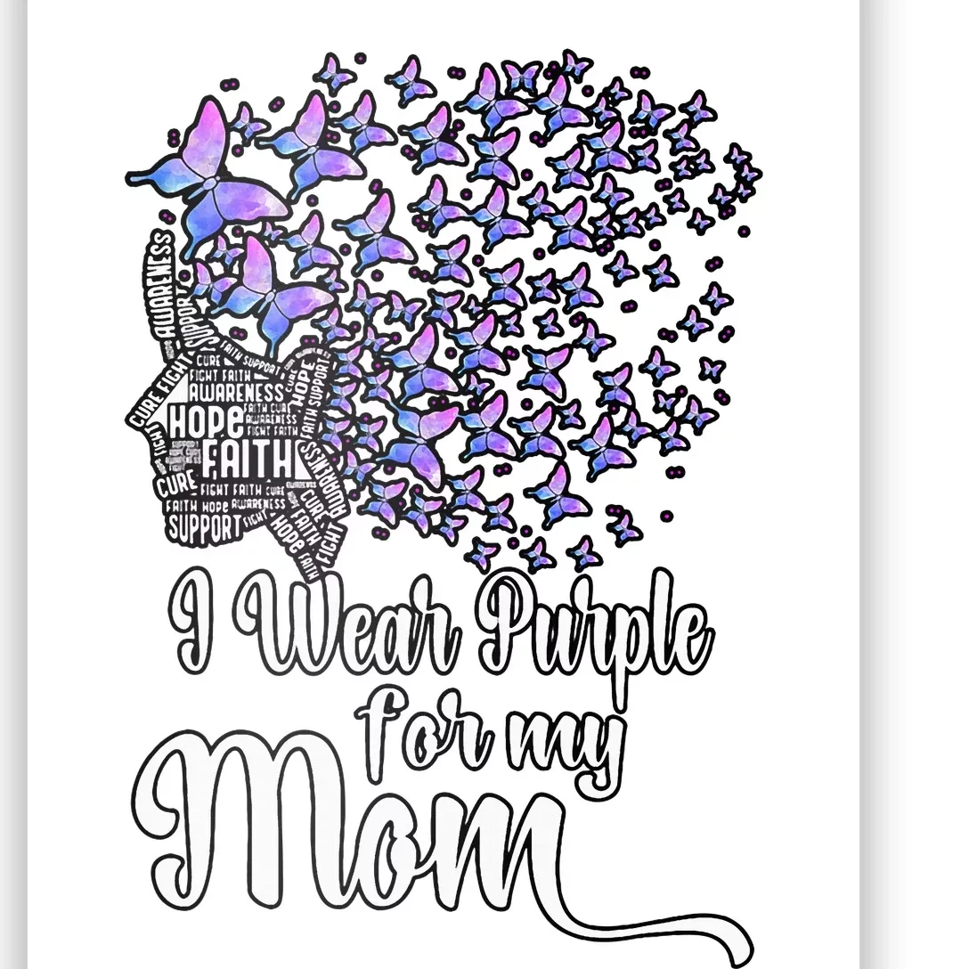 I Wear Purple For My Mom Alzheimers Poster