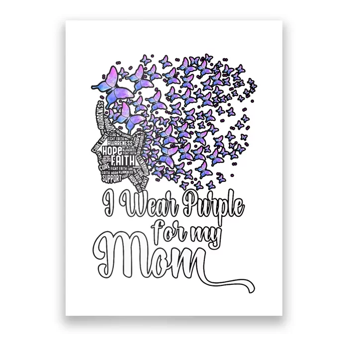 I Wear Purple For My Mom Alzheimers Poster