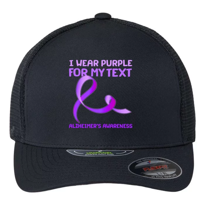 I Wear Purple For My Personalize Text Alzheimer's Awareness Flexfit Unipanel Trucker Cap