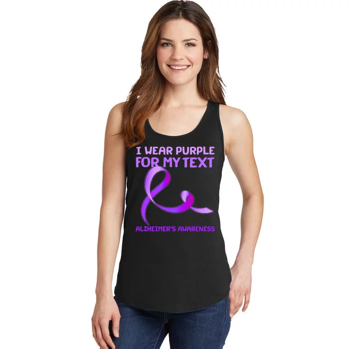 I Wear Purple For My Personalize Text Alzheimer's Awareness Ladies Essential Tank