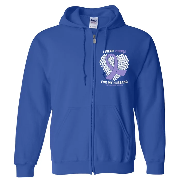 I Wear Purple For My Husband Testicular Cancer Awareness Gift Full Zip Hoodie