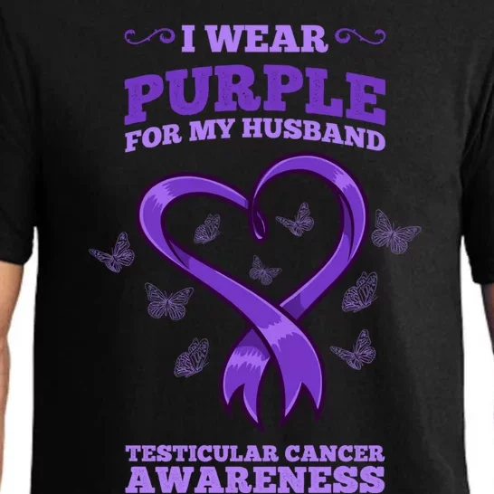 I Wear Purple For My Husband Testicular Cancer Awareness Gift Pajama Set