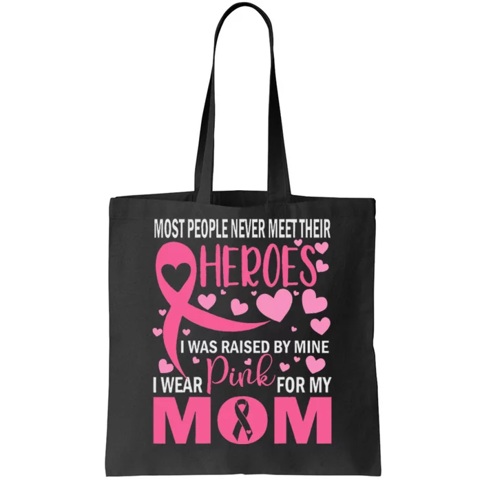 I Wear Pink My Mom Breast Cancer Awareness Kids Support Tote Bag