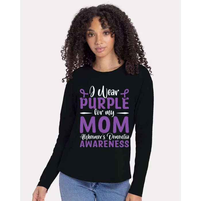 I Wear Purple For My Mom AlzheimerS Dementia Awareness Womens Cotton Relaxed Long Sleeve T-Shirt