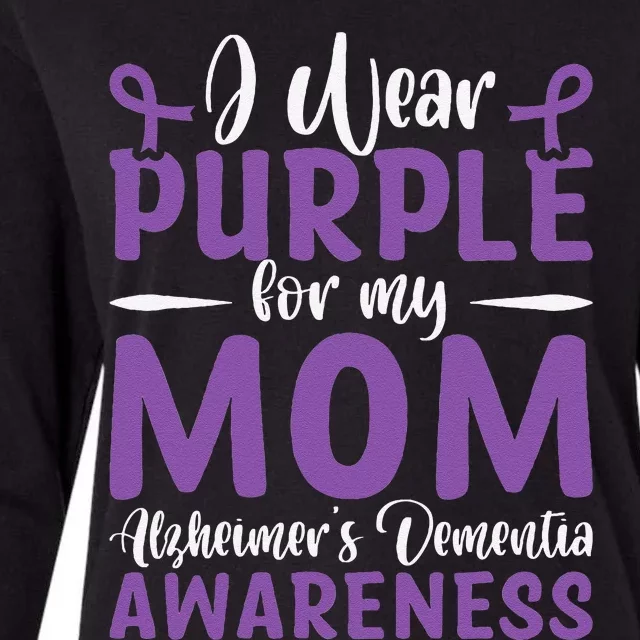 I Wear Purple For My Mom AlzheimerS Dementia Awareness Womens Cotton Relaxed Long Sleeve T-Shirt