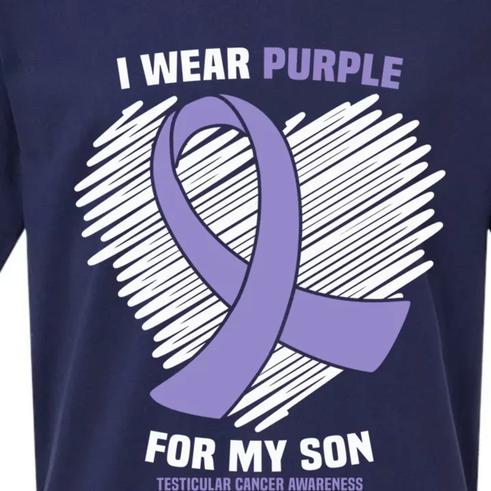 I Wear Purple For My Son Testicular Cancer Awareness Gift Sueded Cloud Jersey T-Shirt