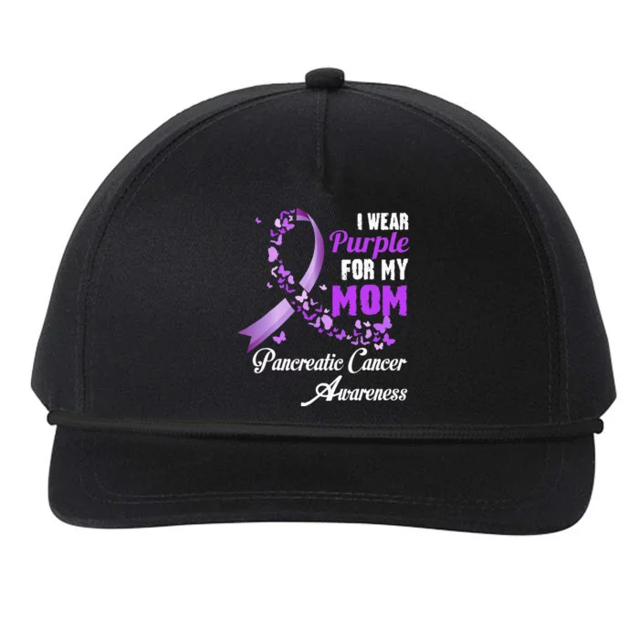 I Wear Purple For My Mom Family Pancreatic Cancer Awareness Snapback Five-Panel Rope Hat