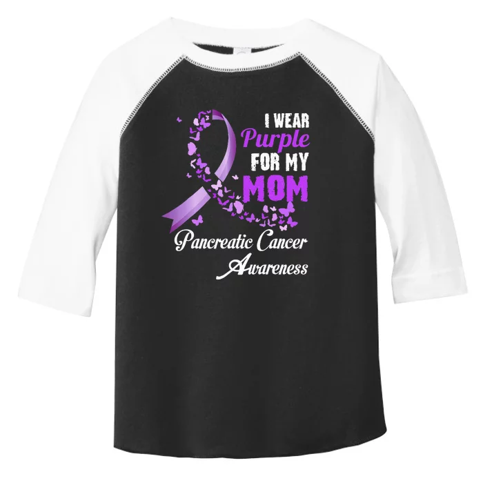 I Wear Purple For My Mom Family Pancreatic Cancer Awareness Toddler Fine Jersey T-Shirt