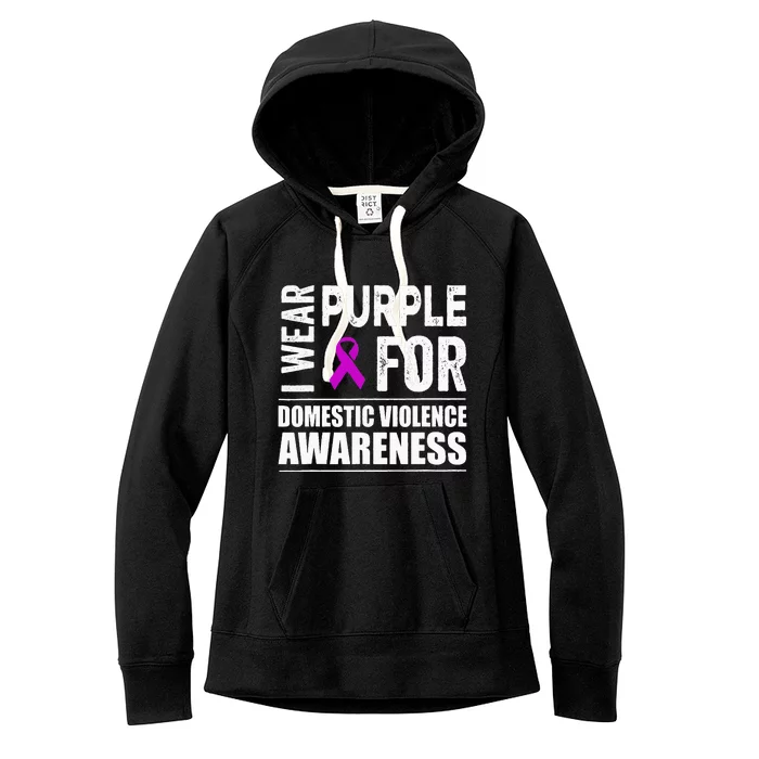 I Wear Purple For Domestic Violence Awareness Purple Ribbon Women's Fleece Hoodie