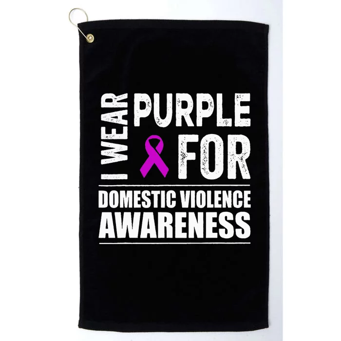 I Wear Purple For Domestic Violence Awareness Purple Ribbon Platinum Collection Golf Towel