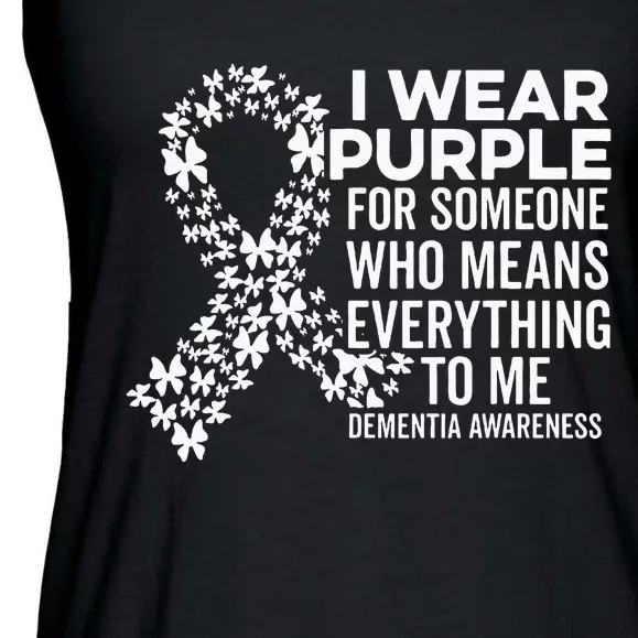 I Wear Purple For Dementia Support Alzheimers Awareness Ladies Essential Flowy Tank