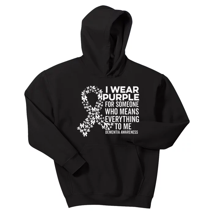 I Wear Purple For Dementia Support Alzheimers Awareness Kids Hoodie