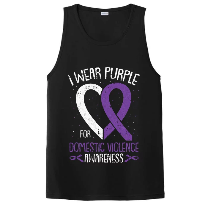 I Wear Purple For Domestic Violence Awareness Ribbon Warrior Performance Tank