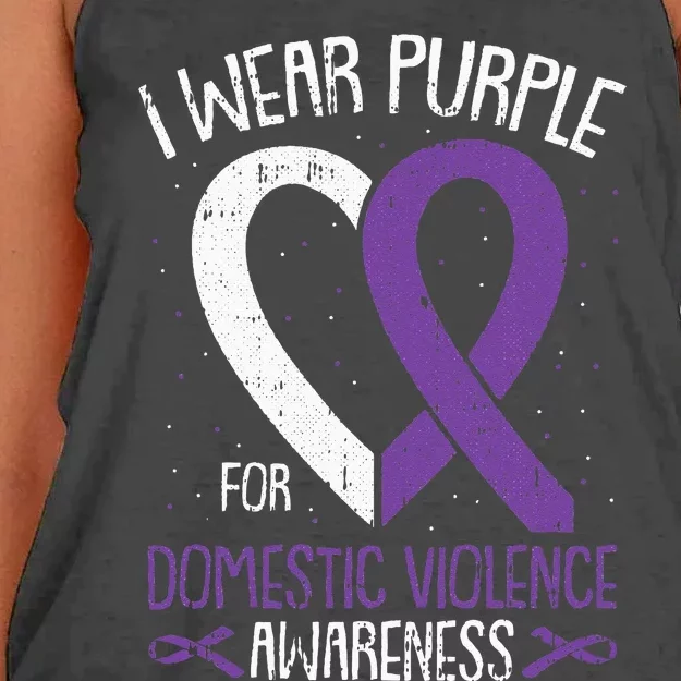 I Wear Purple For Domestic Violence Awareness Ribbon Warrior Women's Knotted Racerback Tank