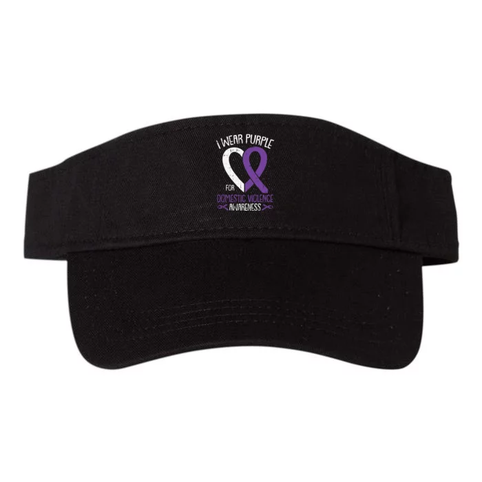 I Wear Purple For Domestic Violence Awareness Ribbon Warrior Valucap Bio-Washed Visor