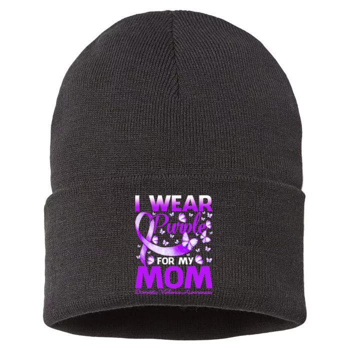 I Wear Purple For My Mom Domestic Violence Awareness Sustainable Knit Beanie