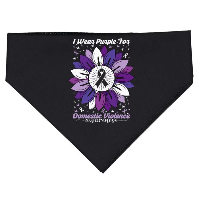 I Wear Purple For Domestic Violence Awareness Month USA-Made Doggie Bandana