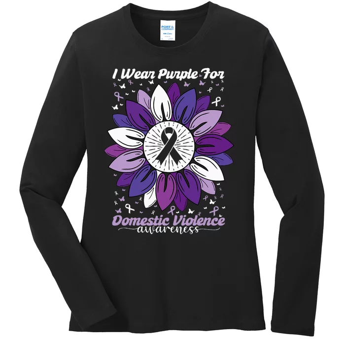 I Wear Purple For Domestic Violence Awareness Month Ladies Long Sleeve Shirt