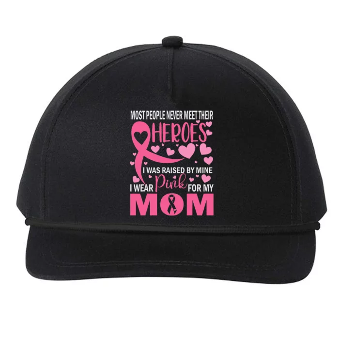 I Wear Pink For My Mom Breast Cancer Awareness Kids Support Snapback Five-Panel Rope Hat