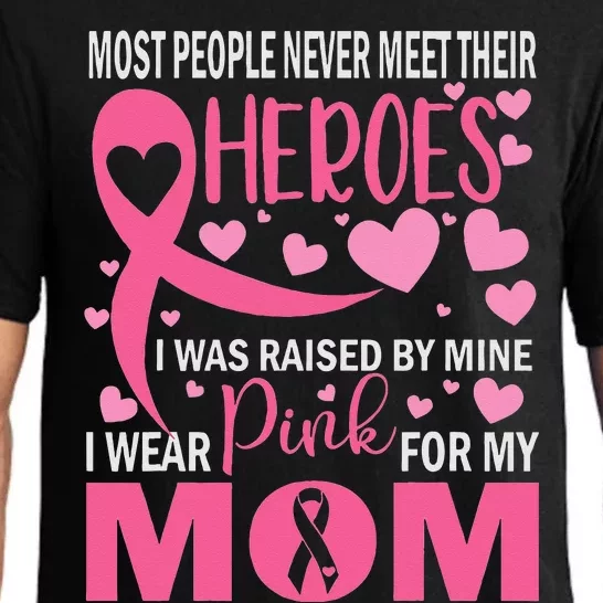 I Wear Pink For My Mom Breast Cancer Awareness Kids Support Pajama Set