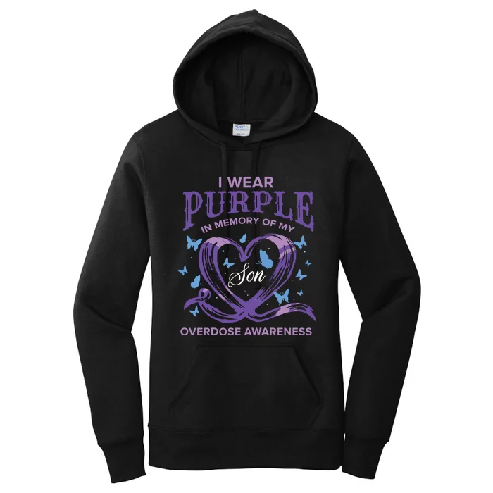 I Wear Purple For My Son Overdose Awareness Women's Pullover Hoodie