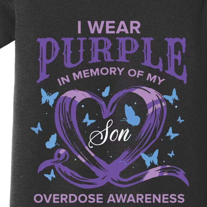 I Wear Purple For My Son Overdose Awareness Baby Bodysuit