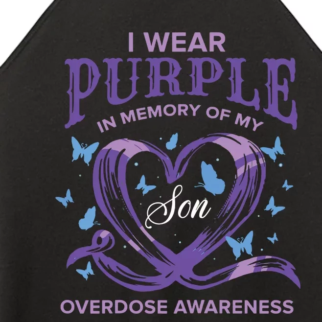 I Wear Purple For My Son Overdose Awareness Women’s Perfect Tri Rocker Tank